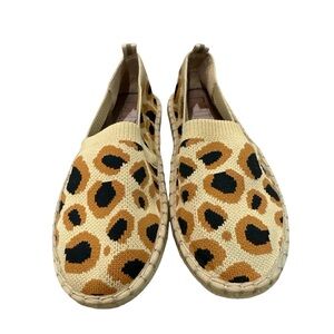 Deltan Hensley Espadrille Women's 8 Leopard Print Flyknit Flats Shoes